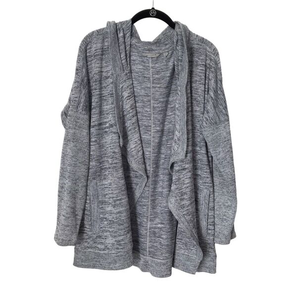 Athleta Sweater Womens Size S Heather Gray Heavy Knit Pockets Open Front Hoodie - Picture 1 of 10